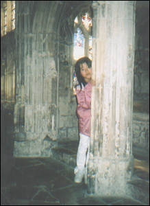 Posing where Harry and Ron hid from the Troll